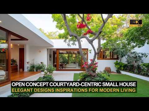 Видео: Небольшой дом с открытой планировкой, ориентированный на внутренний двор: элегантный и уютный диз...