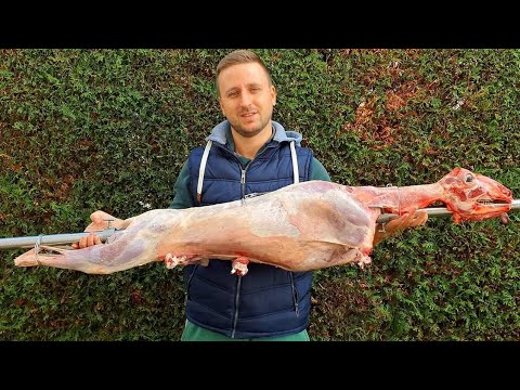 Видео: Баранина целиком 13кг, обжаренная на вертеле. Невероятно вкусно.