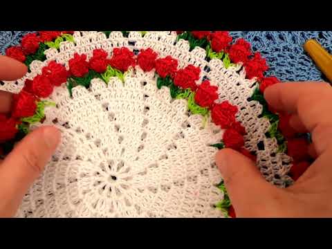 Видео: Салфетка " Бутоны РОЗ ",  Вязание КРЮЧКОМ по схеме , crochet doily ( узор №428)