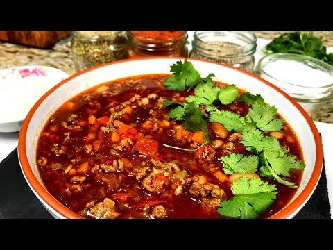 Видео: Чили Кон Карне рецепт. Мексиканское блюдо из фасоли и фарша. Супы рецепты. Вкусный суп из говядины.