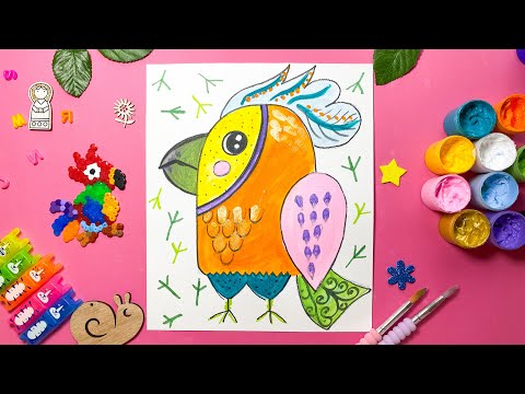 Видео: Попугай рисунок