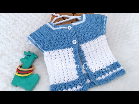 Видео: Жилет крючком для новорожденных / Жилет для девочки и мальчика / На 3 месяца
