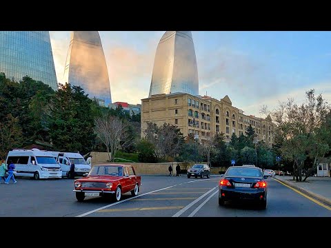 Видео: В сопровождении музыки Красивые улицы Баку - Автомобильный тур -  Азербайджан (11 Марта 2023) 4k