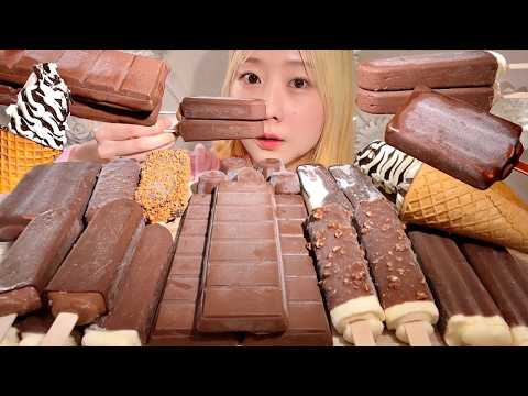 Видео: ASMR Хрустящее Шоколадное Мороженое【русские субтитры】【Mukbang/ Eating Sounds】