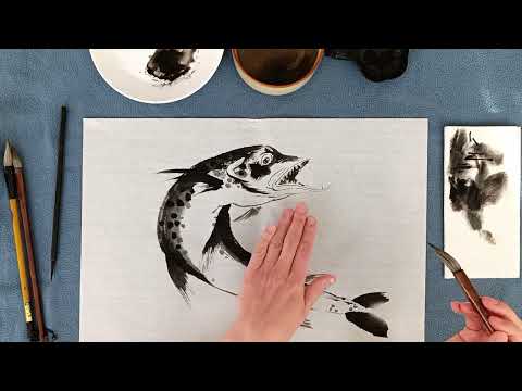 Видео: Урок 3.3 Щука в движении / Chinese painting