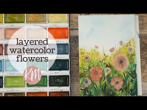 Видео: Рисуйте акварелью цветы в абстрактном стиле — негативная живопись