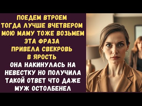 Видео: Поедем втроем Тогда лучше вчетвером мою маму тоже возьмем эта фраза привела свекровь в ярость