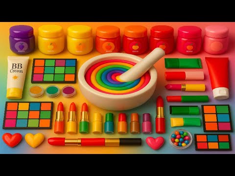 Видео: ASMR DIY слайм видео 🌈 Радужный облачный слайм с косметикой, тенями, уходом, BB крем и блёстками