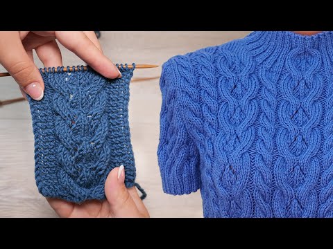 Видео: Ажурная коса спицами 🧩 Knit lace cables