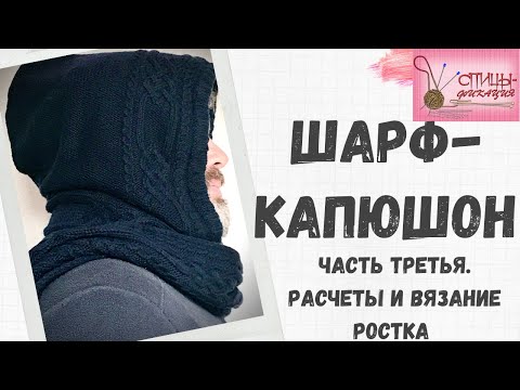 Видео: Шарф капюшон. Часть третья. Расчеты и вязание ростка по переду и спинке.