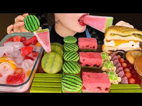 Видео: СУБ)АСМР МУКБАНГ🍉Вот это вкус лета!🍧Арбузный хвачхэ и арбузные десерты🍉#Арбузныйдесертмукбанг