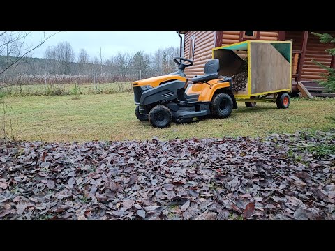 Видео: Уборка ЛИСТВЫ садовым трактором