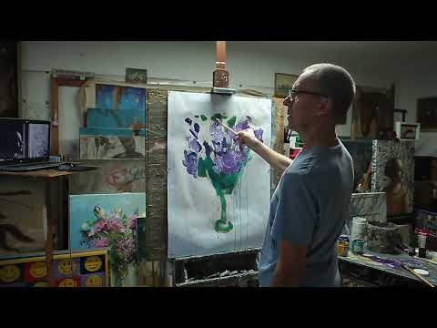 Видео: Работа акриловыми красками на бумаге. Часть 1.