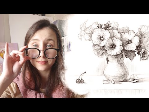 Видео: Как нарисовать букет цветов карандашом поэтапно для начинающих
