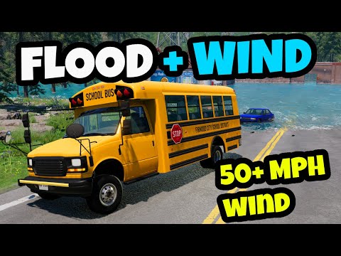 Видео: Выживание при наводнении и ветре в BeamNG Drive
