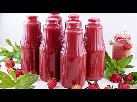 Видео: 🍓🥤Клубника в самом соку! Натуральный Клубничный Нектар с мякотью на зиму!