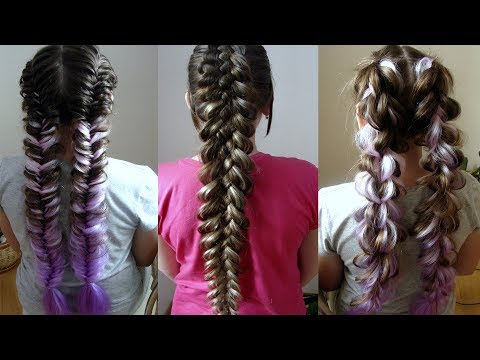 Видео: Цветные косы  Красивые косы с канекалоном  Три варианта плетения  Очень понятные видео уроки