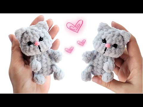Видео: 😻Малыш Котёнок из плюшевой пряжи крючком😺crochet cat😻gehäkelte Katze
