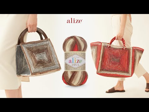 Видео: Пляжная сумка крючком с пряжей Alize Diva Batik