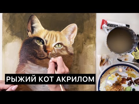 Видео: РИСУЕМ КОТА АКРИЛОМ