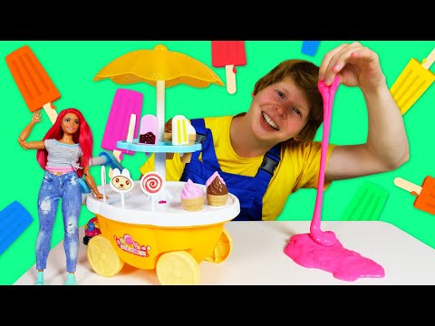 Видео: Барби и сломанная Тележка с мороженным - Игры для детей в куклы. Чиним игрушки!