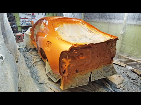 Видео: Боядисване на купето с цвят Lamborghini - Celica-Supra (Част-61)