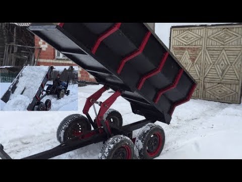 Видео: Сборный прицеп на минитрактор!       Прицеп с гидравликой!