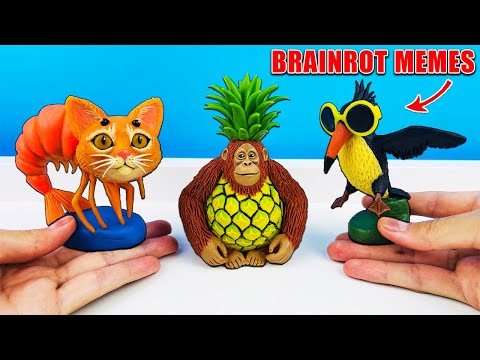 Видео: Лепим фигурки Трипи Тропа 🦐🐱 Фрули Фрула и Орангутини ананасини 🌳 брейнрот мемы Лепка ОК