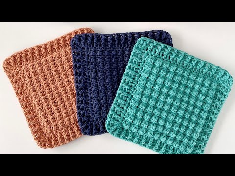 Видео: Текстурированные вязаные крючком подставки под горячее «Цвета осени»