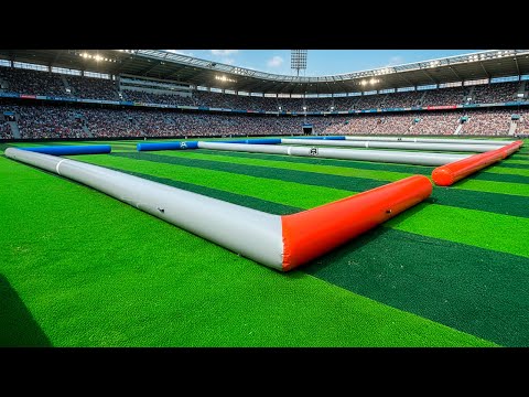 Видео: Футбольное надувное поле, герметичное, размер 32*17*0,5 м