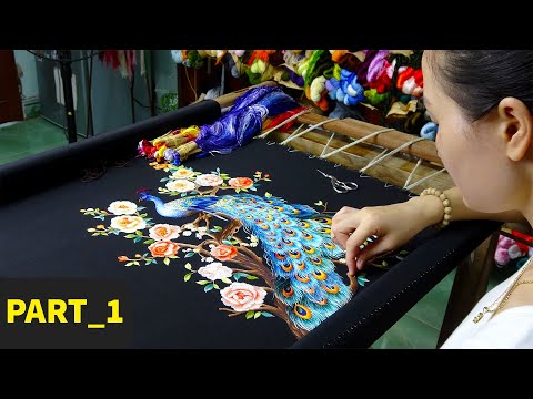 Видео: Мастерство вышивки за 45 дней с дизайном павлина и цветов