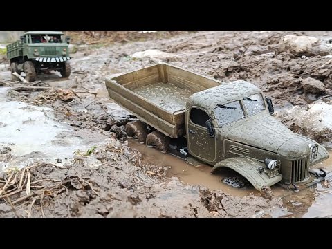 Видео: RC ЗиЛ 157 против ГАЗ 66 на бездорожье. RC ZIL 157 vs GAZ 66 1:16 off road action