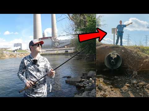 Видео: Рыбалка на электростанции пошла не по плану: крупная рыба… а потом появилась полиция