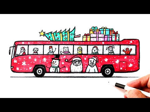 Видео: Как нарисовать Автобус Деда Мороза