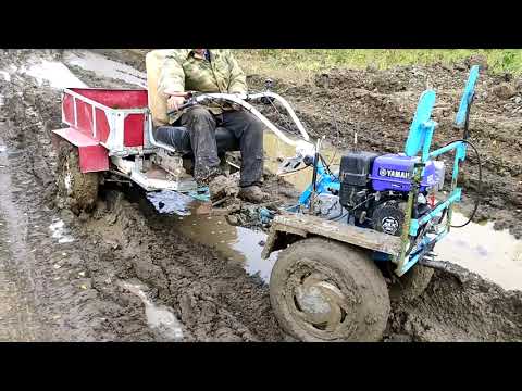 Видео: Мотоблок нева МБ23 бьётся на танковой дороге