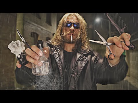 Видео: ✂️ НЕЗАКОННАЯ уличная стрижка и бритье [ASMR] ✂️(дилер с покалыванием)