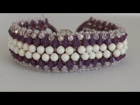 Видео: Beaded Bracelet  with 3mm and 4mm pearls and bicones. Браслет из бисера жемчуга и биконусов