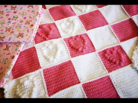 Видео: 1. Вязаный плед с сердечками. Крючком. #Клондайк_идей#вяжемсами