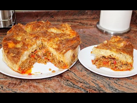 Видео: Пирог с мясным фаршем, идеально подходит для обеда или ужина