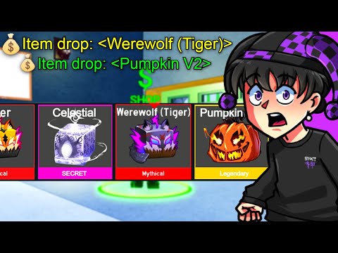 Видео: Я бросил 1000 хэллоуинских фруктов, чтобы получить оборотня в Blox Fruits