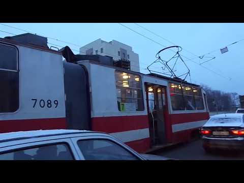 Видео: Трамвай Санкт-Петербурга 8-114: ЛВС-86К б.7089 по №7 (30.01.18)