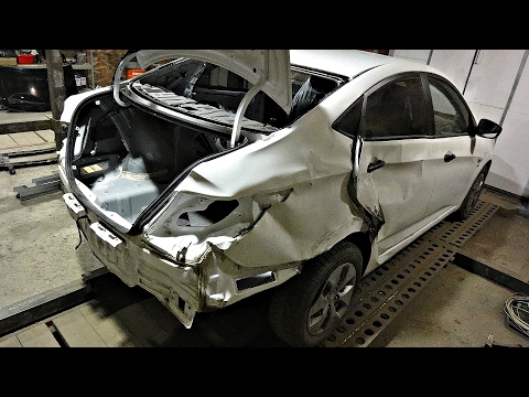 Видео: Хендай Солярис.Кузовной ремонт после боковых ударов.Часть1