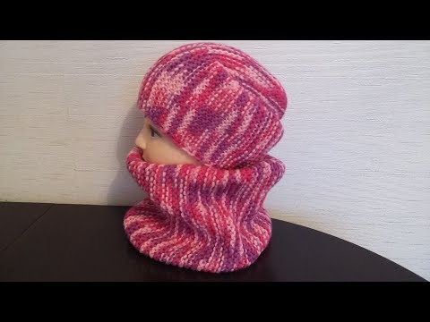 Видео: Вязание спицами комплекта шапки + снуд.
