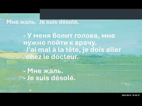 Видео: Разговорная фраза № 1. Тренажер французского. Уровень А 1. Je suis désolé - Мне жаль.