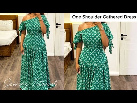 Видео: Как раскроить и сшить платье на одно плечо со сборками и рукавами-фонариками