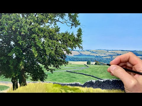 Видео: Как нарисовать реалистичный пейзаж с деревьями и пейзажем вдали — приемы добавления глубины!
