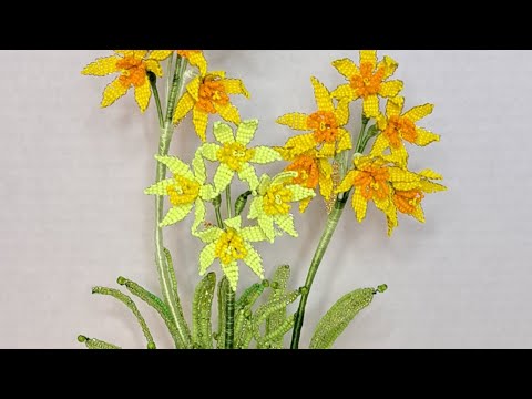 Видео: Нарциссы многоцветковые из бисера Анонс от Koshka2015 - цветы из бисера,  бисероплетение Beads