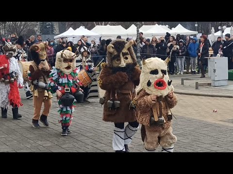 Видео: Сурва Перник 2025 - 1 ден/кукери/деца и ученици 👍Surva  Pernik 2025 - 1 day /kukers/children
