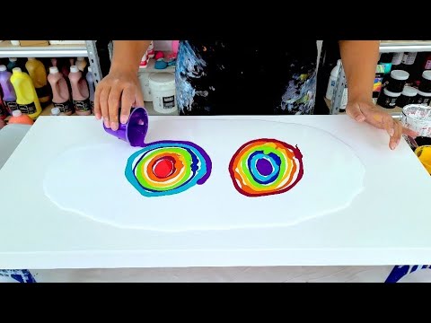 Видео: Супер яркие цвета радуги! - Blow and Tilt - Акриловая заливка
