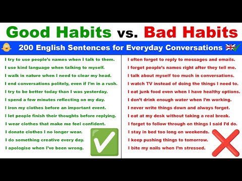Видео: Хорошие привычки против плохих: 200 английских предложений для повседневного общения